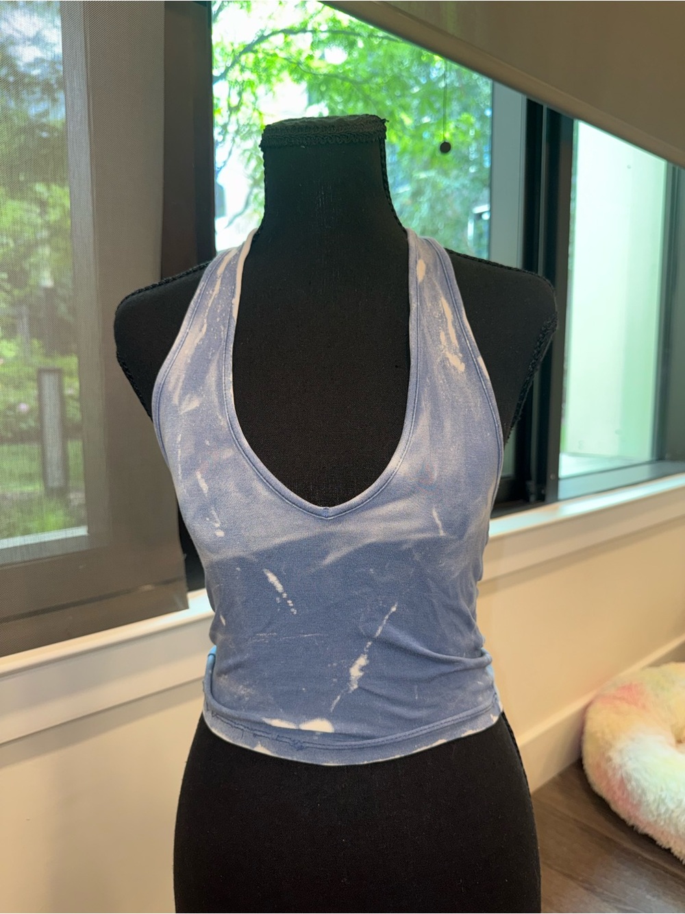 Brandy Melville Light Blue Tie-Dye Halter Crop Top